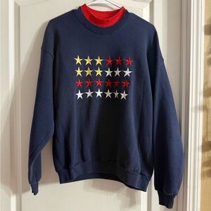 Vintage Lee Women’s Star Flag Embroidered Sweatshirt Sz L. D-1193